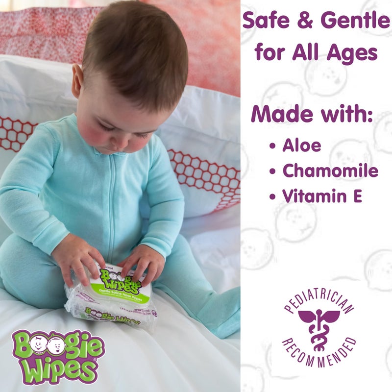 Boogie Saline Nose Wipes by Boogie, for Baby & Kids, Face, Hand & Body, Made with Vitamin E, Aloe, and Natural Saline, Unscented, 30 Count (Pack of 12) - Image 3